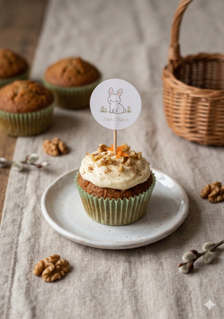 Osterdeko für den Karottenmuffin oder Kuchen? Ja klar - mit den druckbaren Kärtchen