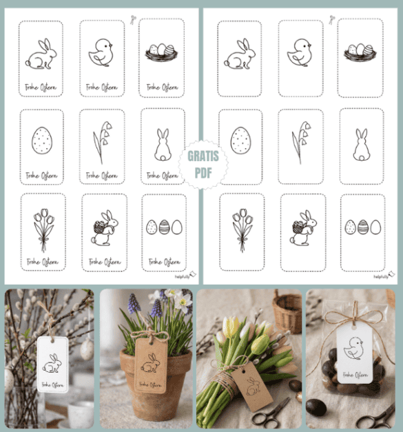 Minimalistische Etiketten für Ostern zum Ausdrucken