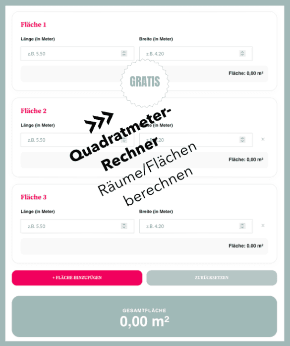 Quadratmeter Rechner: Berechne online einfach die m² Fläche von Räumen