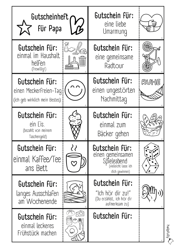 Gutscheine für Papas basteln und Freude schenken