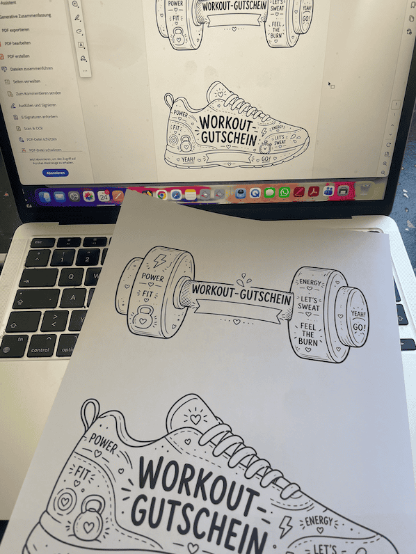Gutschein für Fitness basteln - mit der coolen Gratis-Vorlage zum Ausdrucken