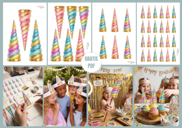 Magische Einhorn-Hörner zum Ausdrucken und Basteln für viele DIYs