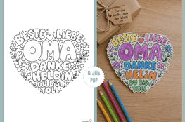 Geschenk für Oma basteln - mit der Herz-Vorlage zum Ausmalen und Ausschneiden!