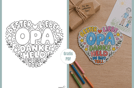 Geschenk für Opa basteln - mit der Herz-Vorlage zum Ausdrucken und Ausmalen!