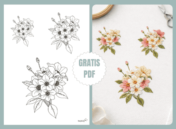 Stickvorlage zum Ausdrucken mit Blumen als kostenloses PDF
