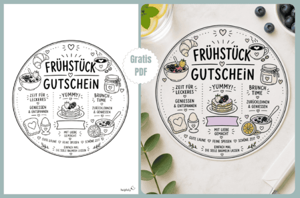 Mega coolen Frühstücksgutschein zum Basteln und Ausdrucken in Tellerform, als Gratis-PDF!
