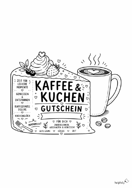 Mega schönen Gutschein für Kaffee und Kuchen basteln - mit der DIY-Vorlage zum Ausdrucken