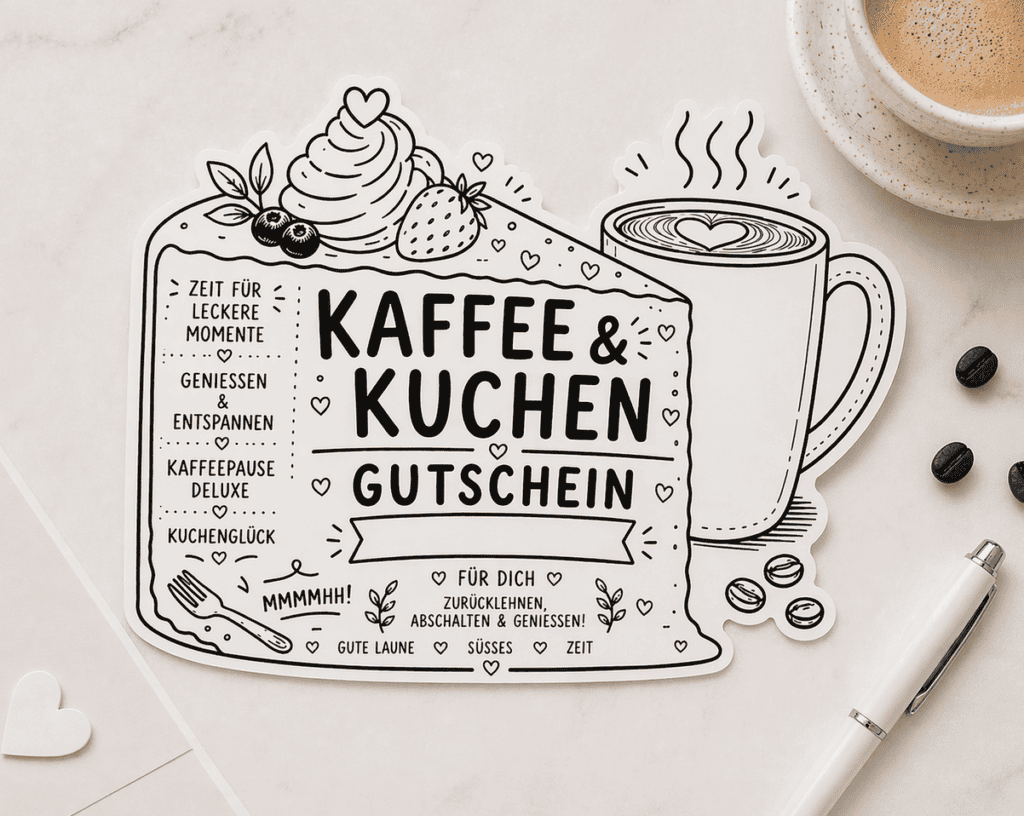Kaffee-Gutschein zum Ausdrucken und Basteln im schönen Design