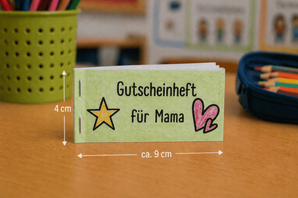 Das fertig gebastelte Gutscheinheft zum Verschenken an Mama!