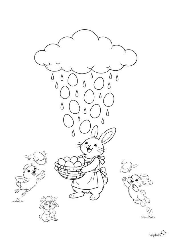 Ostereierregen aus der Wolke - mega süßes Ausmalbild zum Frühling und Ostern!