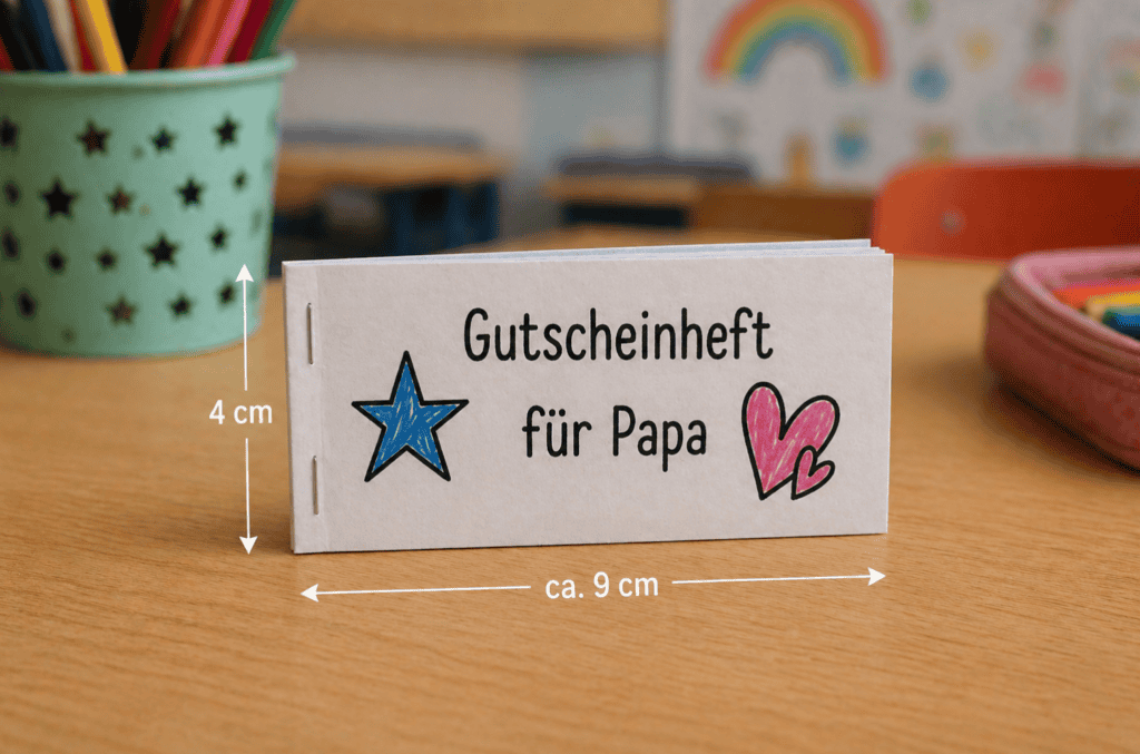 Das fertige Gutscheinheft für Papa, tolle Geschenkidee für Väter