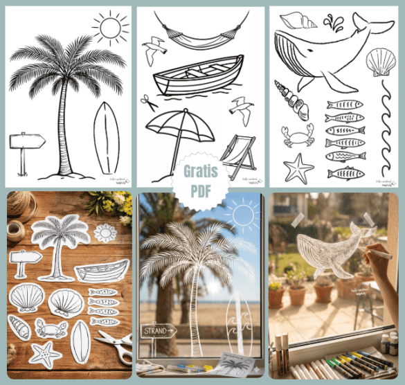 Schablonen mit Sommermotiven zum Ausdrucken für Fensterbilder