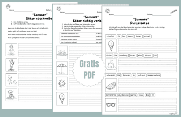 Arbeitsblätter zum Sätze-Schreiben als Gratis-PDF für die Grundschule