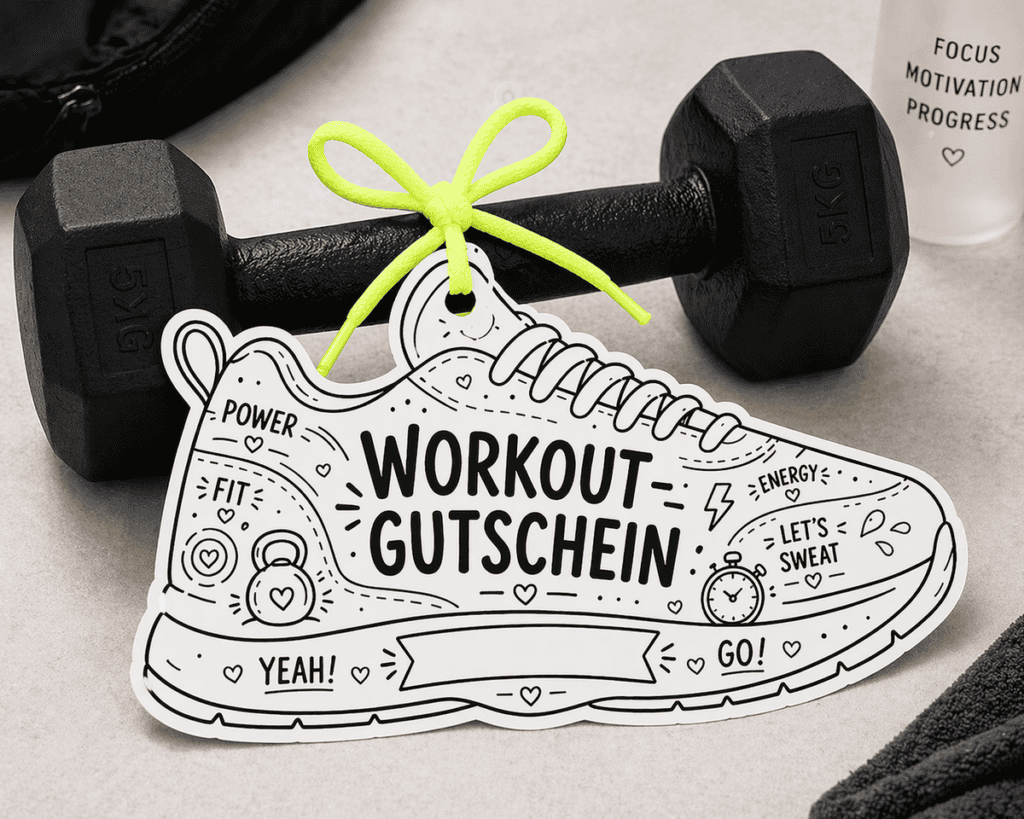 Coolen Workout-Gutschein im Turnschuhdesign zum Ausdrucken