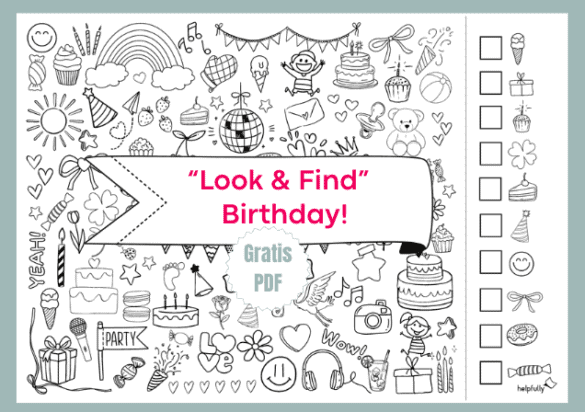 Kostenlose Suchbild-Vorlage zum Ausdrucken Look and Find Motive Geburtstag