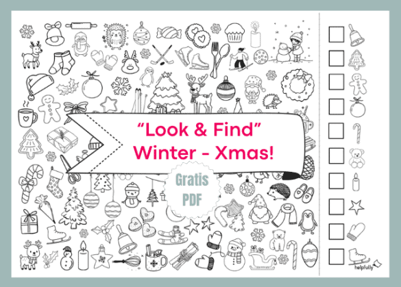 Kostenlose Suchbild-Vorlage zum Ausdrucken Look and Find Motive Winter und Weihnachten