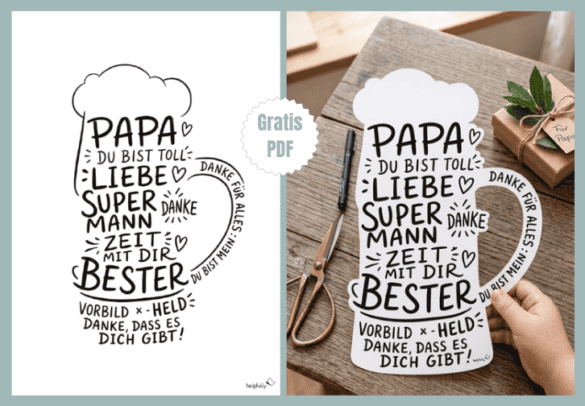 Cooles geschenk basteln für Papa zum Vatertag, Geburtstag und einfach co - Bierkrug aus Papier mit Liebe drin!