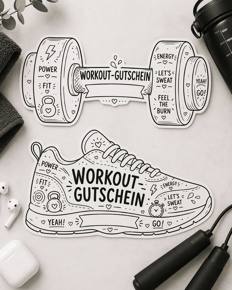 Originelle Gutscheine rund um Sport basteln - mit der DIY-Vorlage zum Ausdrucken