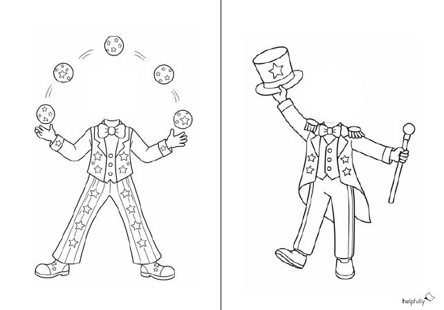 Zirkus basteln - Figuren zum Ausdrucken, Ausmalen und Ausschneiden