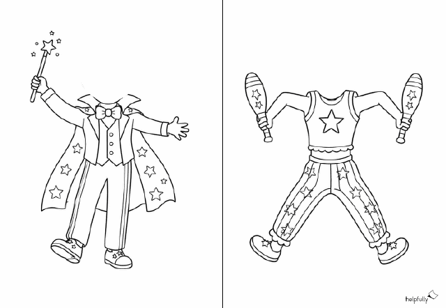 Bastelvorlage Zirkus - Figuren zum Ausdrucken, Ausmalen und Ausschneiden
