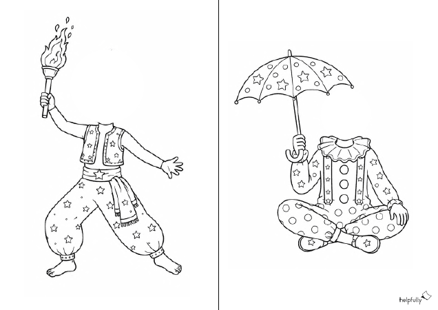 Bastelvorlage Zirkus - Figuren zum Ausdrucken, Ausmalen und Ausschneiden