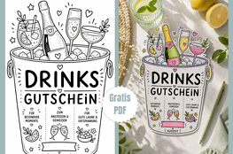 Coolen Gutschein verschenken? Warum nicht für Drinks im Sektkühler serviert - mit der DIY-Bastelvorlage