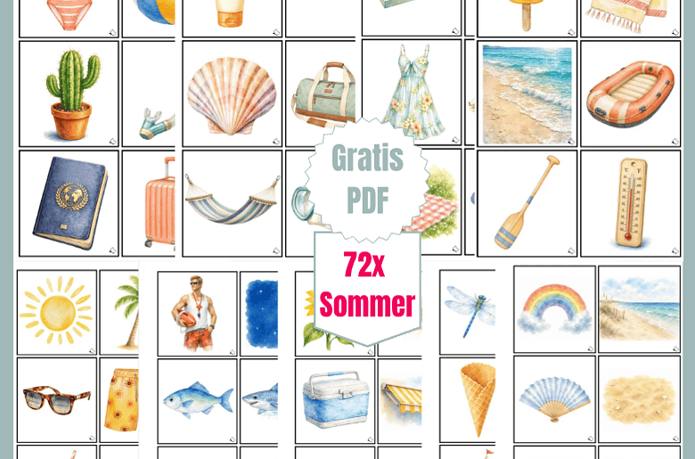 Bildkarten zum Thema Sommer und passende Wortkarten zum Ausdrucken zum Thema Sommer