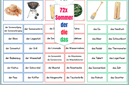 72 gratis Bild- und Wortkarten "Sommer" zum Ausdrucken, DaZ, Sprachförderung, Grundschule