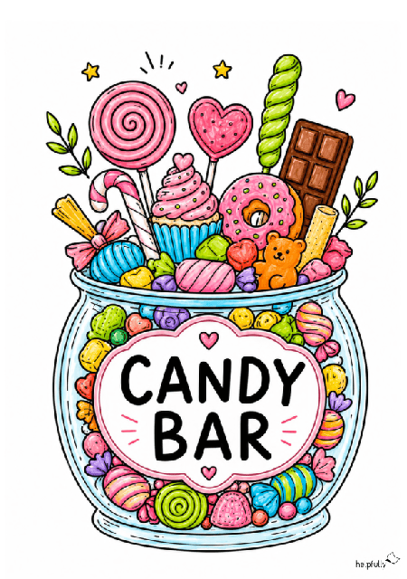 Schild für Candybar ausdrucken und fertig ist die süßeste Party-Deko!