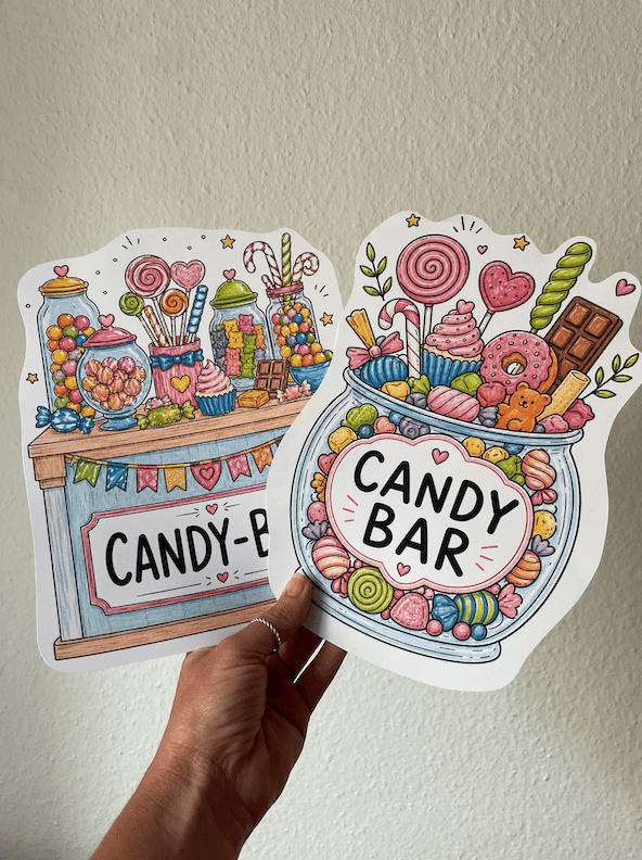 Mega süße Candy-Bar Schilder als Gratis-PDF zum Ausdrucken