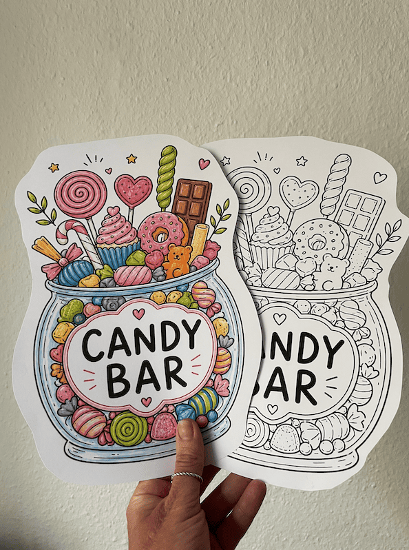 buntes oder schwarz-weißes Candy-Bar Schild? Beide mega süß!