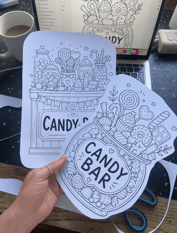 Candy-Bar-Schilder zum Selbermachen, als A4 Gratis-Vorlagen!