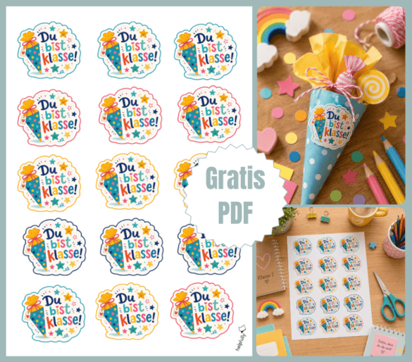 Tolle Sticker zur Einschulung und Schulstart: Du bist klasse! als gratis DIY-PDF!