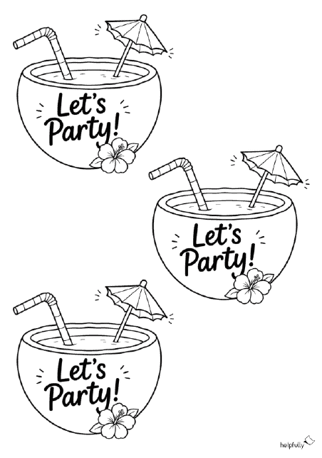 Einladung fürs Sommerfest basteln, geht mit den Kokosnüssen "Let's Party" super! Ausdrucken, Anmalen, Ausschneiden, Verteilen!