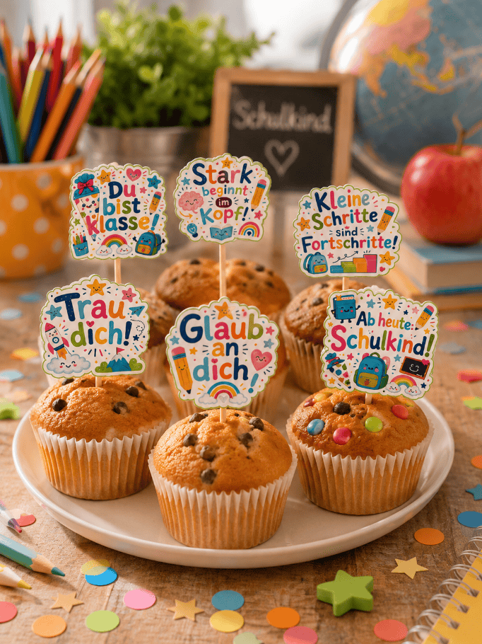 Auch auf normalem Papier als Muffin-Deko für den Schulstart toll!