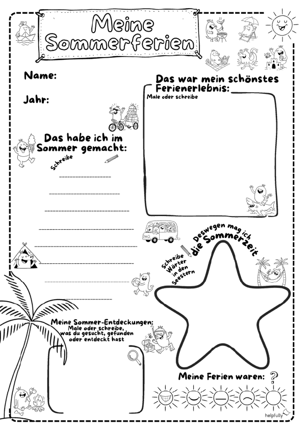 Erster Schulstart nach den Sommerferien? Das lustige Arbeitsblatt zum Ausdrucken für die Grundschule!