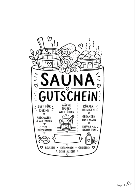 Schönen Sauna-Gutschein basteln - mit der Gratis-PDF-Vorlage zum Ausdrucken
