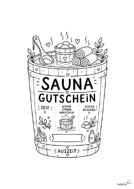 Mega schönen Sauna-Gutschein selber basteln - mit der Gratis-DIY-Vorlage "Bottich" zum Ausdrucken