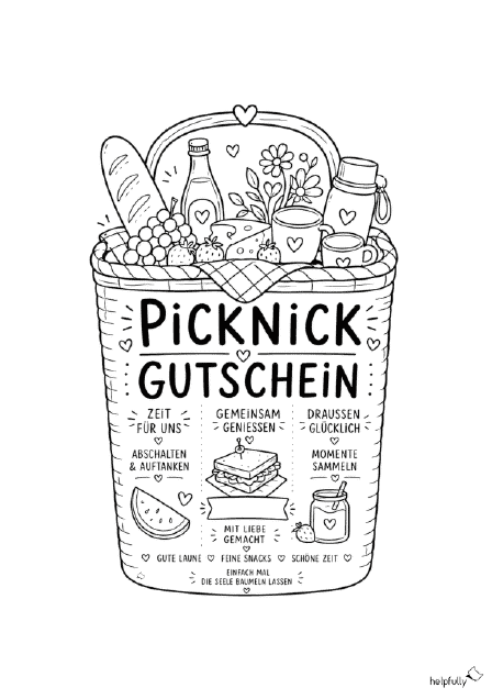 Coolen Picknick- Gutschein basteln - mit der Gratis-Vorlage in Korbform!
