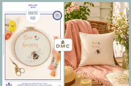 Ein mega schönes Stickmuster für den Kreuzstich in Form einer Biene und Spruch Bee happy von DMC