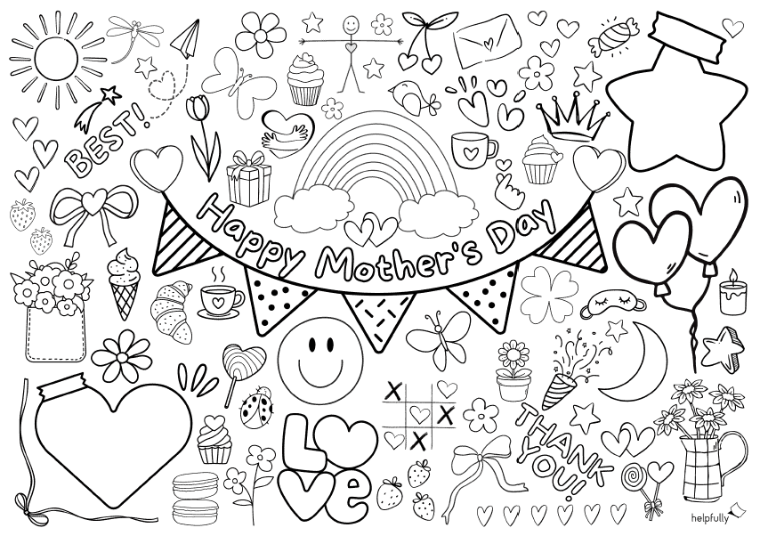 printable Coloring-Page: Beautiful present for Mother's Day!