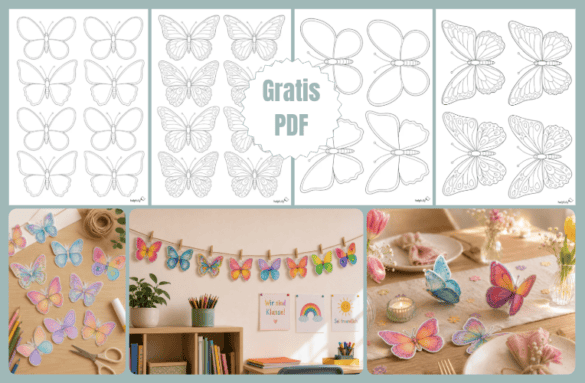 Schmetterlinge zum Ausdrucken in verschiedenen Größen und Designs zum Ausmalen und Basteln