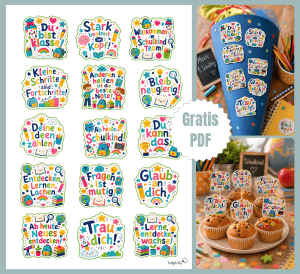 Die Sticker mit Sprüchen und Wünschen zum Schulstart sind eine mega tolle Idee zur Einschulung!