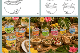 Coole Sommerdeko für die Party basteln, geht mit den papier-Kokosnüssen zum Ausdrucken, Ausmalen und Beschriften mega!