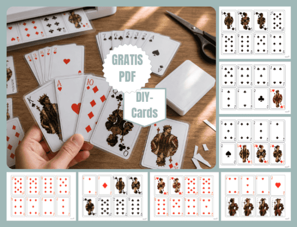 Spielkarten-Set zum Ausdrucken und Basteln mit der Gratis-Vorlage