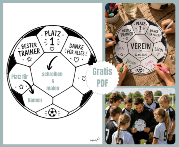 Geschenk für den Fußballtrainer - Fußball Bastelvorlage als Karte zum Ausdrucken