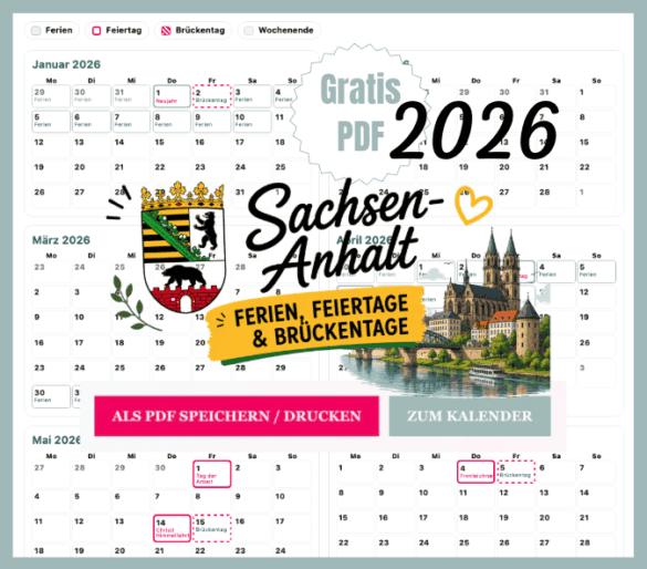 ST Ferien in Sachsen Anhalt mit Kalender 2026 zum Ausdrucken als gratis PDF