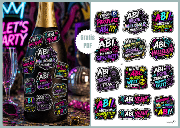 Abitur-Sticker als coole Idee und Geschenkdeko zum Ausdrucken!