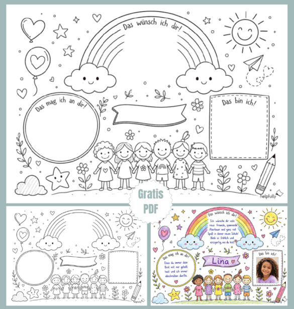 Geschenk für Abschied, als Steckbrief oder Genesungswunsch - DIY-Vorlage für Grundschüler zum Ausdrucken!