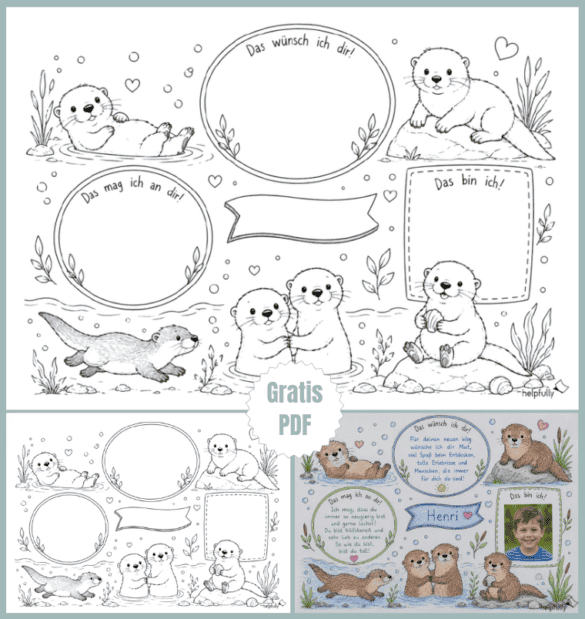 DIY-A4-Vorlage "Otter" für Klassenprojekte der Grundschule zum Ausdrucken